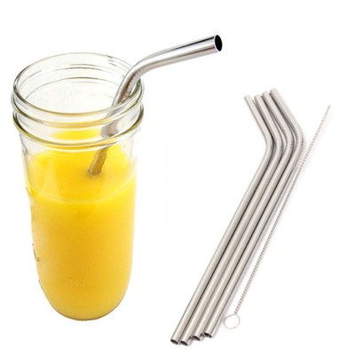 4 Reusable Metal Stainless Steel Cocktail Drinking ...