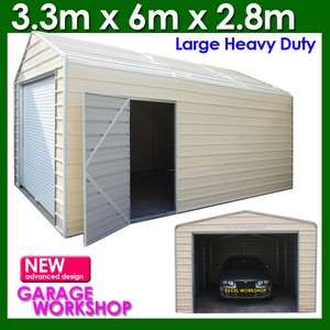 Details about LARGE STEEL GARDEN SHED 3.3mWx 6m Workshop Storage 