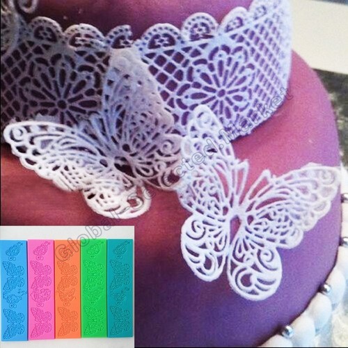 Flower Butterfly Silicone Lace Mat Fondant Mold ...