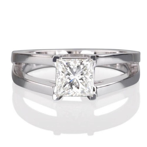 55 CT PRINCESS CUT REAL DIAMOND ENGAGEMENT WOMEN WEDDING GOLD RING