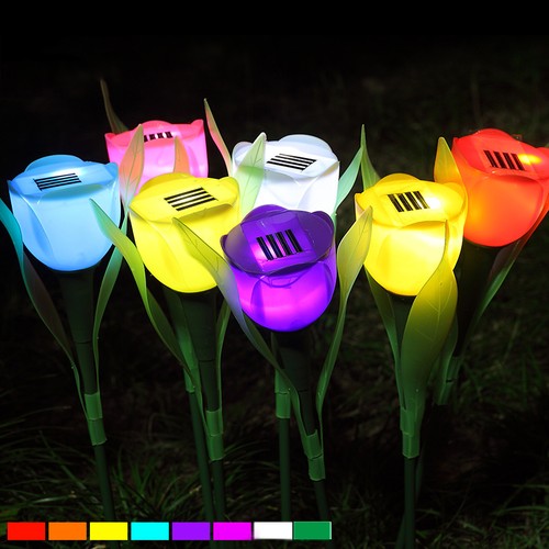 Outdoor Solar Powered Tulip Flower LED Light ...