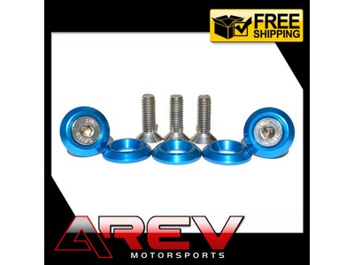 20 PC BLUE BILLET ALUMINUM FENDER CONCAVE WASHERS DRESS UP KIT W 