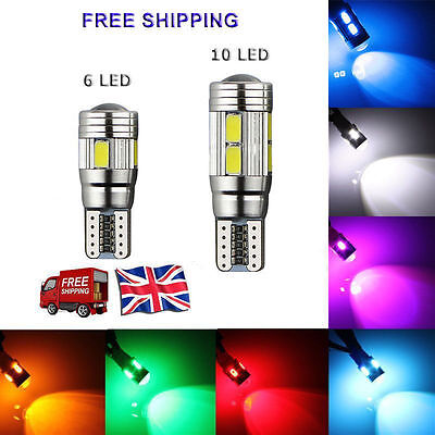 T10 501 W5W CAR SIDE LIGHT BULBS ERROR FREE CANBUS 6 & 10SMD LED XENON HID WHITE