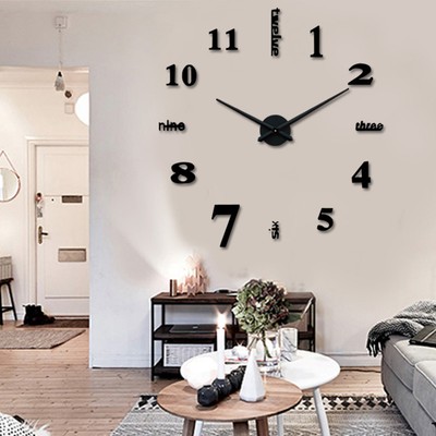 Modern Large 3D Wall Clock Frameless Stickers ...