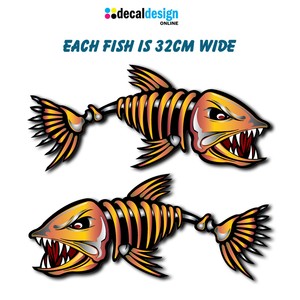 Bad-Ass-Skeleton-Fish-Boat-Stickers-32cm-Mirrord-Pair-Fishing-Decals 