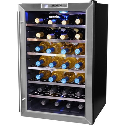 28 Bottle Wine Refrigerator w/ Stainless Steel ...