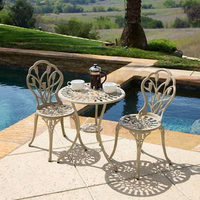 Outdoor Patio Furniture 3pc Cast Aluminum Tulip ...