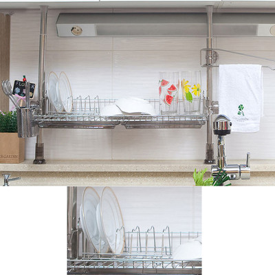 Stainless Steel Pillar Dish Drying Rack Shelf ...