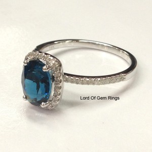 London-Blue-Topaz-Diamond-Engagement-Wedding-Ring-14K-White-Gold-6x8mm ...