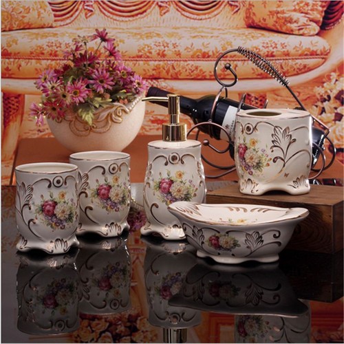 New 5pc Ceramic Bathroom Accessories Set Bath ...