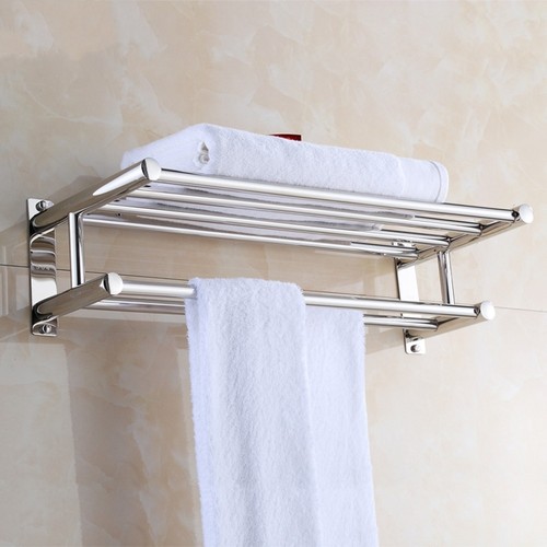 Double Chrome Wall Mounted Bathroom Towel Rail Holder