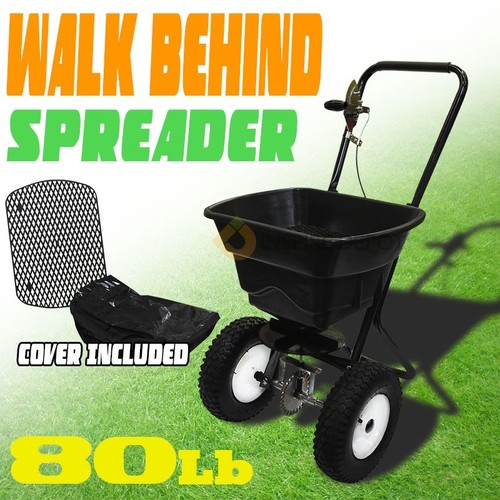 Broadcast Push Spreader Hopper Fertilize 80LB Manual ...