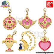 BANDAI Sailor Moon Die-cast Luna Crystal Star Crisis Moon Compact Keychain 6PCS