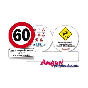 Biglietto compleanno auguri segnale 60 anni originale, spiritoso e