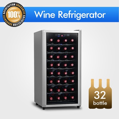 32 Bottle Single-Zone Thermoelectric Wine Cooler with ...