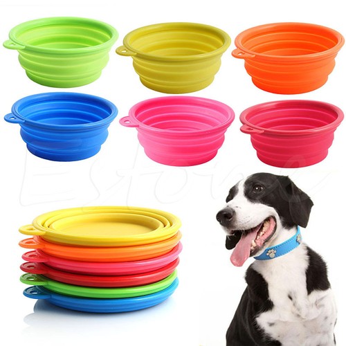 Collapsible Silicone Cat Dog Pet Feeding Bowl ...