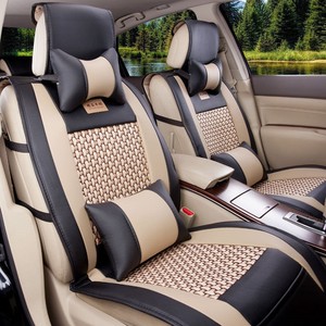 Universal Luxury Leather Black Beige CAR Seat Cover 5