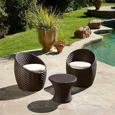 Outdoor Patio Furniture 3pc Brown Wicker Seating ...