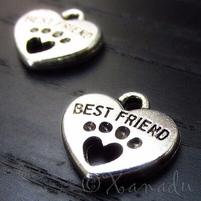 Best Friend Cat Or Dog Paw Wholesale Charm Pendants C3406 - 10, 20 Or (Best Friend Or Best Friend)