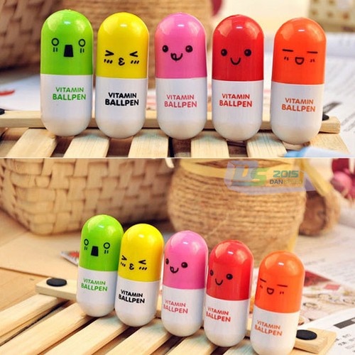 New 10Pcs Cute Face Telescopic Stationery Ballpen ...