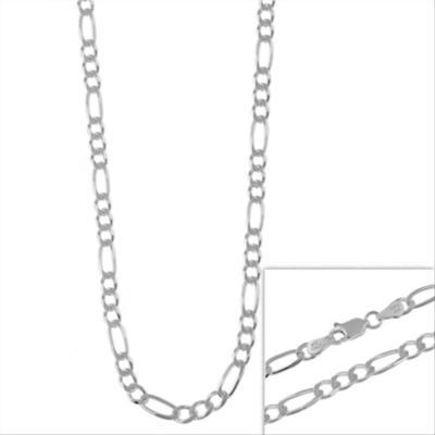 925 Sterling Silver 4mm Italian Figaro Link Necklace 20