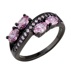 -Women-Jewelry-Vintage-Style-Pink-Sapphire-Black-Gold-Filled-Wedding ...