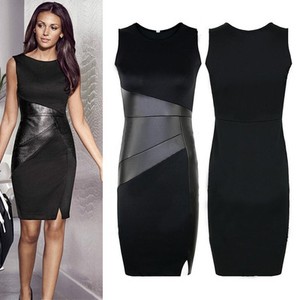 Women Slim Business Formal Patchwork Casual Cocktail Party Pencil Bodycon Dress