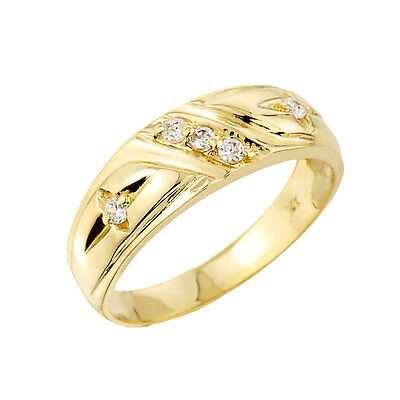 Pre-owned Claddagh Gold Mens 14k Solid Gold 0.10ct Diamond In 3.5mm Wedding Band