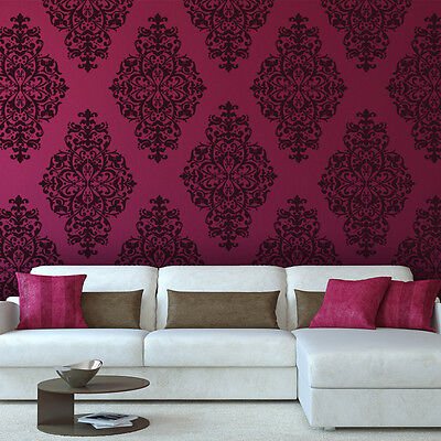 Damask Stencil Yesica - Large size - Elegant Look Better than wallpaper for (Best Craft Paint For Plastic)
