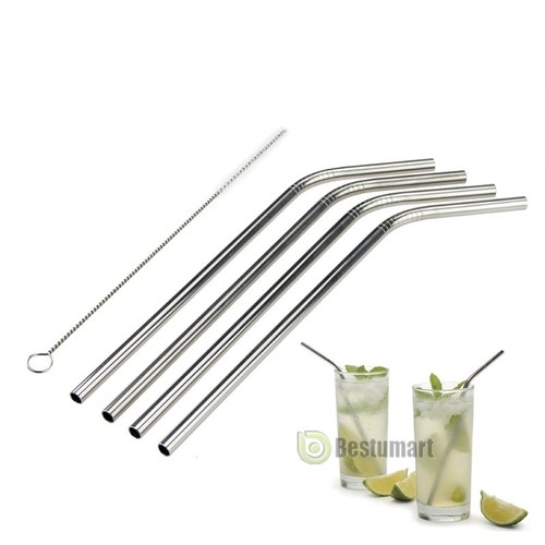 4 Stainless Steel Metal Reusable Cocktail Drinking ...