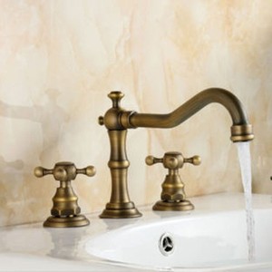 Bathtub-Faucet-Bathroom-Sink-Faucet-Antique-brass-Three-Holes-Two ...