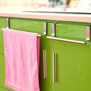 Over Door Tea Towel Holder Rack Rail Cupboard Hanger Kitchen Bar Hook