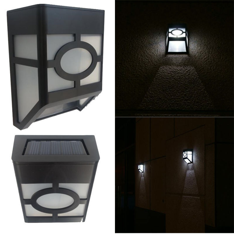 Solar Powered Wall Mount 2 LED Light Outdoor Fence Post Landscape Garden Lamp eBay