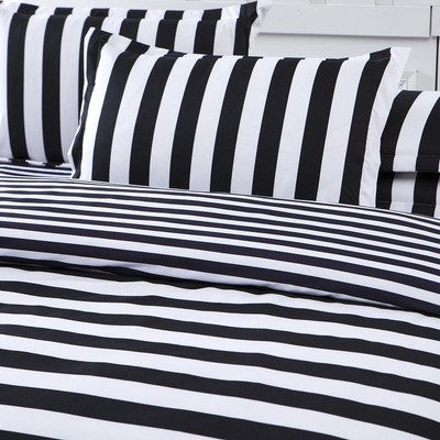 Black white striped Twin Full Queen Bedding Set Sheet