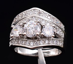 ... -Crystal-10k-White-Gold-Filled-CZ-Silver-Womens-Wedding-Ring-Set