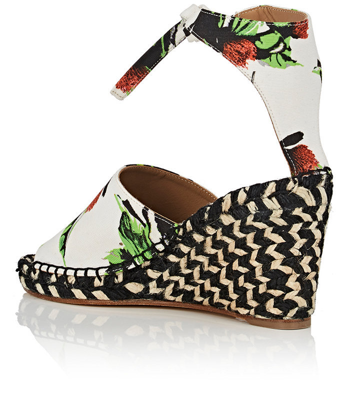 Pre-owned Proenza Schouler Floral Faille Espadrille Wedge Sandals, Pick Womens' Us Size In White With Multicolor Floral
