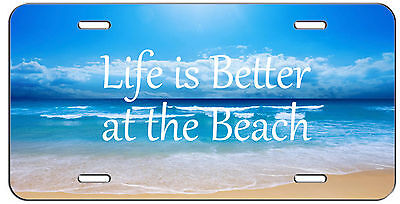 CUSTOM LICENSE PLATE OCEAN LIFE IS BETTER AT THE BEACH AUTO (Best Custom License Plate Frames)