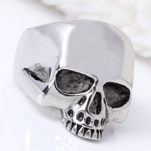 Biker-en-Acier-Inoxydable-Bague-Homme-Tete-De-Mort-Argent-Colore-Neuf