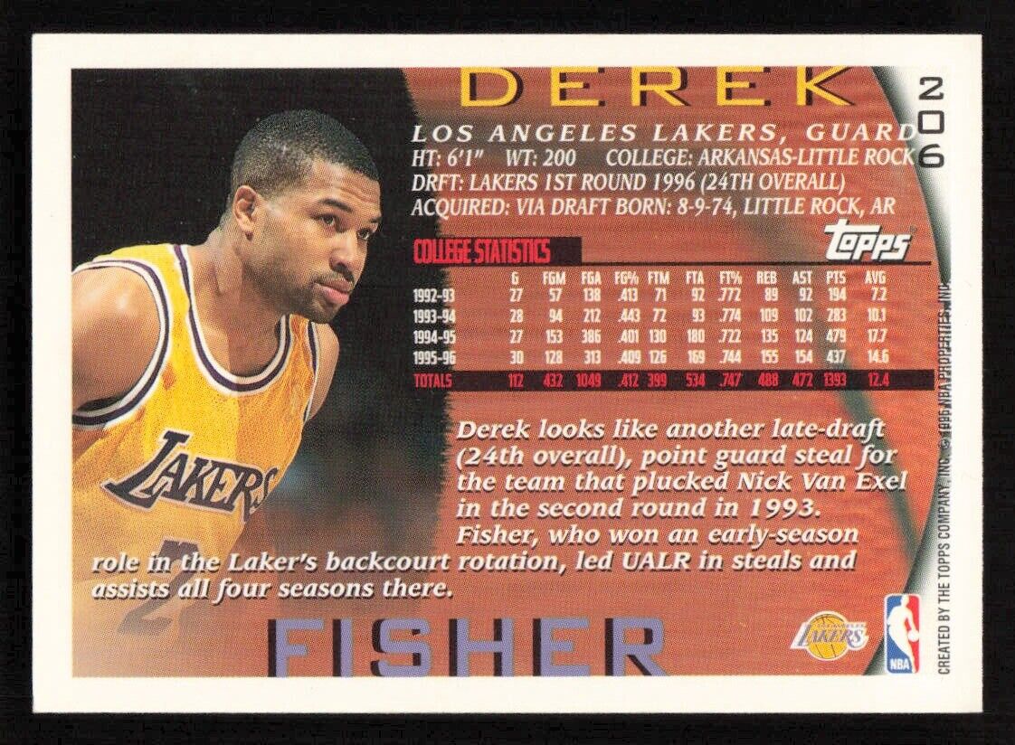 1996-97 Topps 206 Derek Fisher Los Angeles Lakers