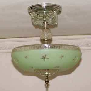 40s  vintage Fixture jadeite Nautical Light Ceiling chandelier chandelier nautical Vintage 670 Lamp