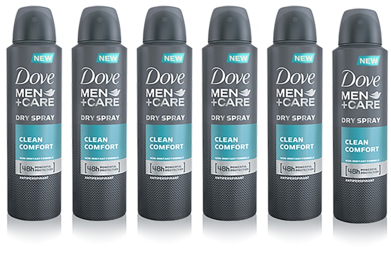 6 x Dove Men Care Clean Comfort Deodorant Spray Anti-Perspirant 150ml