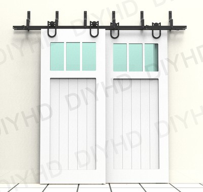 Horseshoe bypass sliding barn wood door hardware black bypass ... - Horseshoe bypass sliding barn wood door hardware black bypass sliding track  kit