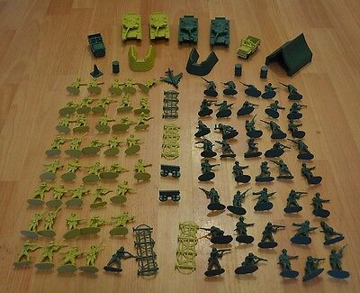 COMBAT FORCE ARMAMENT 100 PIECES JUMBO ARMY PACK PLASTIC TOY SOLDIERS TANKS TENT