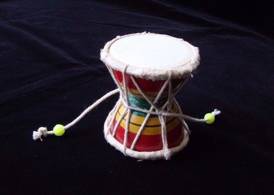 PROFESSIONAL HANDMADE INDIA RELIGIOUS SHIVA FOLK MUSICAL DAMROO DAMRU India