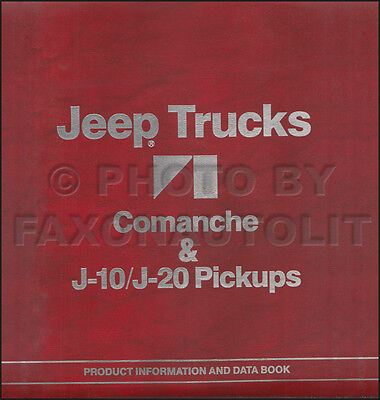 1986 Jeep Truck Dealer Album Comanche J10 J20 Pickup Color Upholstery Data Book