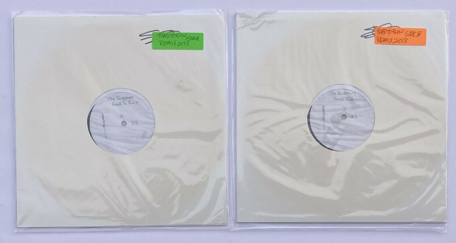 THE RAMONES 2 Acetates for ROAD TO RUIN 40th Anniversary Remix LP From Producer