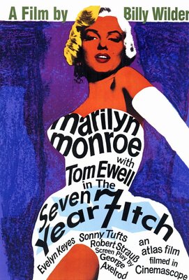 The Seven Year Itch Movie Poster 27x40 Marilyn Monroe Tom Ewell Evelyn Keyes For Sale Online Ebay