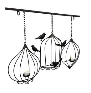 Metal Black Bird Cage Wall ART Home Decor Wall Sculpture Gift Wrought