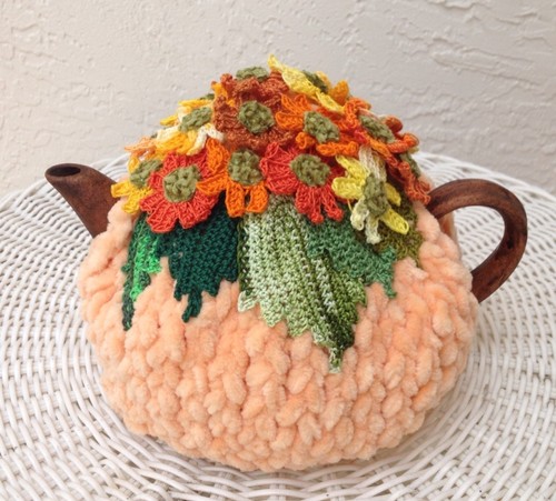 NEW  Handmade Tea Cozy Orange/Yellow Flowers ...