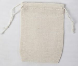 100 Mini Cotton Muslin Drawstring Bags Bath Soap Herbs